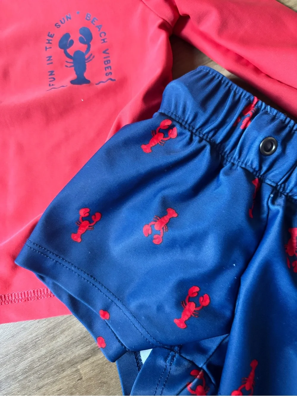 Carter's Coral Pink and Navy Kids Rashguard Swim Set